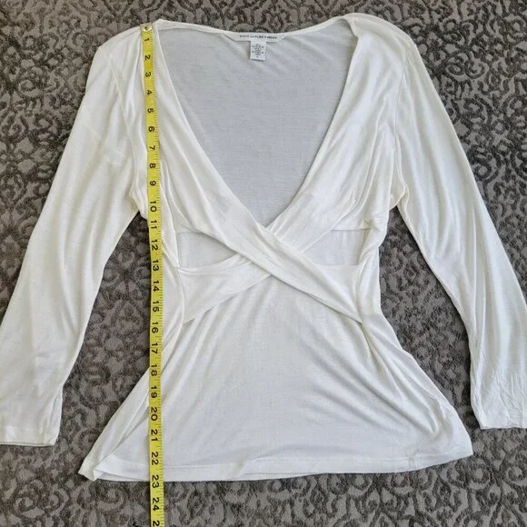 Diane Von Furstenberg Long Sleeve White Top Size L - Picture 6 of 7